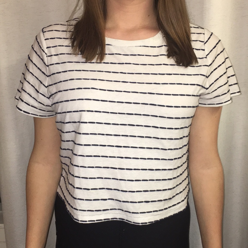 Black and white striped plus size top